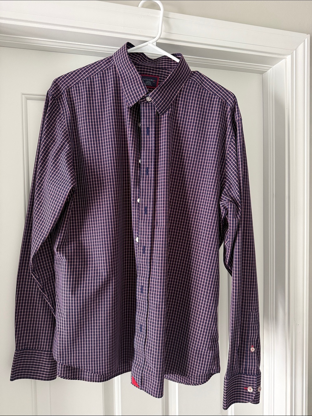UNTUCKit Men's Navy Plaid Wrinkle Free Button-Down Shirt